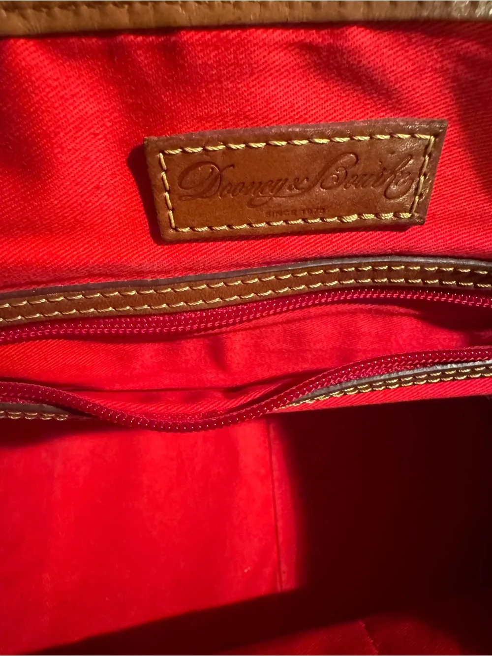 Dooney & Bourke Beige Canvas Satchel with Brown Leather Trim